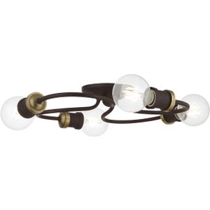 Livex Lighting, 46384-07, Bromley, Large Flush Mount, Bronze with Antique Brass Accents
