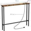 GRLEAF 39" Narrow Console Sofa Table with Built-in Power Strip (2 AC Outlets & 2 USB Ports) 4.9ft Power Cord, Metal Frame, Easy Assembly, Ideal for Behind Couch, Hallway, and Office | Rustic Brown
