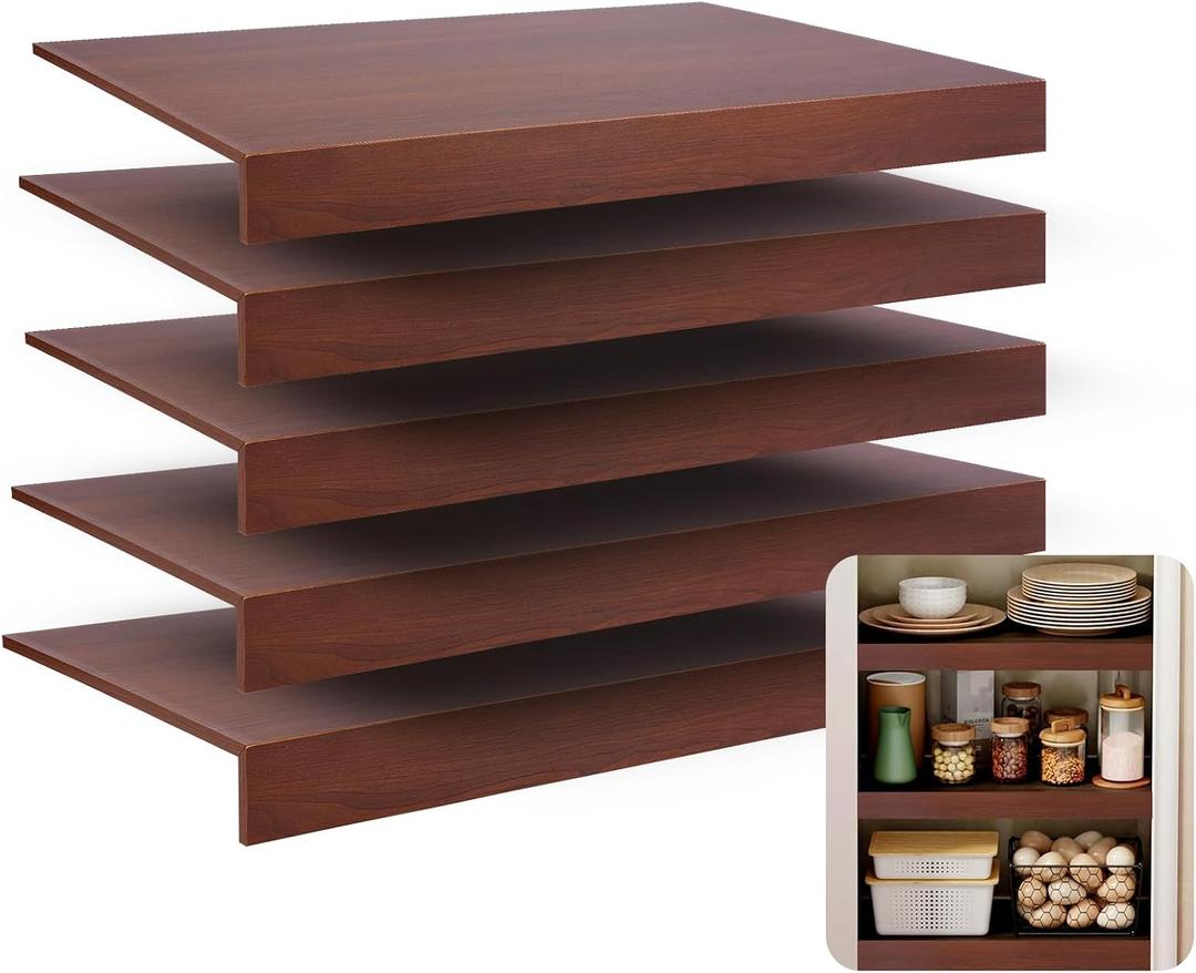 Wood Wire Shelf Covers - 5Pcs Durable Soild Wood Wire Rack Covers Wire Shelving Cover for Pantry Closet Kitchen Bathroom Storage Organization 24" W x 12" D