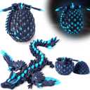 3D Printed Easter Dragon Eggs with Wings Rainbow Glow in The Dark Cool,Articulated Crystal Animals Fidget Toy,Stuff Fun Easter Basket Stuffers Toy Gifts for Kids