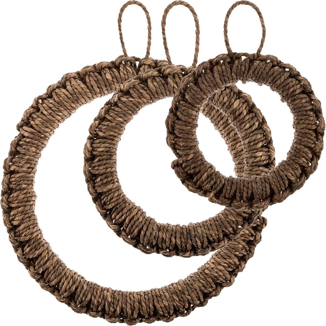 Karma, Trivets Round Jute Woven Set of 3, Handwoven Trivet Mat for Duch Oven, Hot Pots, Pans, Teapot and Tabletop, Espresso