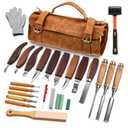 Deluxe Wood Carving Kit, 25 Piece Wood Carving Tools with Thick Leather Storage Bag,Wood Whittling Tools -Ideal Woodworking Tools and Hobbies for Beginners Enthusiasts Gift DIY