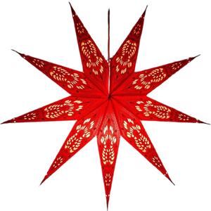 Lantern Lampshade 9 Pointed Paper Star Light Shades Large 60cm Star Hanging Decorations for Christmas Wedding Home Decoration Birthday Party (Red, Black)