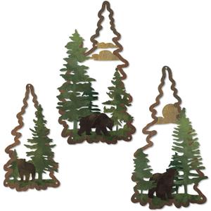 Putuo Decor 3PCS Bear Pine Tree Wall Decor, Woodland Wildlife Wall Art Forest Poster Tree Wall Decoration Artwork for Living Room Bedroom Bathroom Cabin Home Decorations