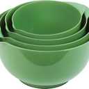 BoxedHome 4 Quart Large Plastic Mixing Bowls, Microwave Safe Mixing Bowl Set with Pour Spout, Nesting Bowls for Space Saving Storage(Grass Green)