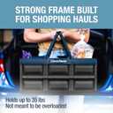 CleverMade Collapsible Shopping Basket 32L Folding Grocery Basket with Handles, Stackable Reusable Storage Crate with 35 lb Capacity, Recycled Plastic, Car Trunk Organizer - Ocean Blue