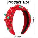 Christmas Headbands for Women - Red Pearl Rhinestone Crystal Jeweled Christmas Headband - Womens Headbands Fashion Elegant Wide Top Knot for Women Holiday Clothes Accessories(Red) (Medium)