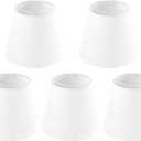 GO&SO Linen Small Lamp Shades for Chandelier, Clip on Lamp Shade Set of 5 White Lamp Shade, 4x6x5 IN Mini Lamp Shades, Modern Barrel Lamps Shades for Small Table Lamps, Desk Lamps, Pendant Lights