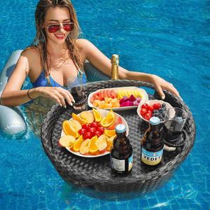 Floating Tray for PoolFloating Pool Tray, Floating Tray - Floating Pool Table, Ideal for Food & Drinks - Floating Table for Pool - Essential Floating Food Tray for Pool Activities(Round), Large
