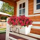Artificial Flowers for Outdoors, 12 Bundles Artificial Plants & Flowers Outdoor, UV Resistant Faux Flowers Silk Fake Flower for Outside Porch Pot Window Garden Planter Decoration(Fuchsia Pink)