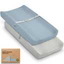 2-Pack Organic Changing Pad Covers for Girl, Boy, Neutral - 100% Cotton Changing Table Pad Cover, Soft Baby Nursery Diaper Changing Pad Sheets, Contour Changing Pads Liners, Change Pad Cover (Steel)