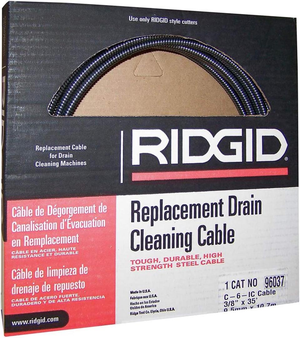 Ridgid 96037 C-6IC 3/8" x 35' Inner Core Cable with Male Coupling