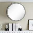 LYYYXGYP Round Wood Gray Mirror 30x30 Inch Modern Wall Mounted Mirror Wooden Frame Grey Circle Mirror for Bathroom