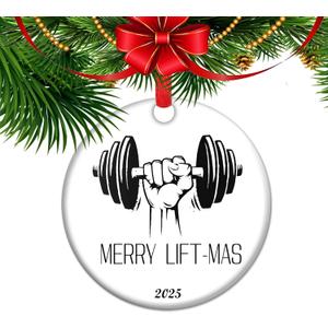 Weightlifting Ornament for Weightlifter, Merry Liftmas Weight Ornament, Gift Ideas for Gym Buddy Friend Fitness Bodybuilder (C10)