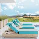 Outdoor Olefin Chaise Lounge Cushions with Pillow, 72"x 21"x5" Water Resistant and Fade Resistant Patio Furniture Lounge Chair Pads with Straps Ideal for Patio, Lawn, Garden, Turquoise