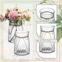 Bokon 6 Pcs 4.3 in Caliber Plastic Vases Bulk for Centerpieces Table 6.3 in Bud Vases Clear Planter for Flower with Rope Design Plant Containers for Wedding Dinning Home Decoration (Clear)