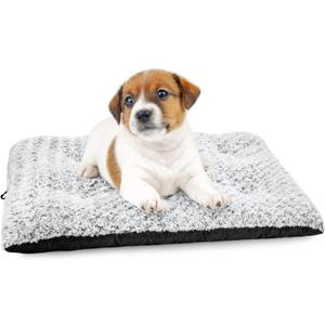 Dog Bed Kennel Pad Washable Anti-Slip Crate Mat for Small Dogs and Cats (24-inch) (White-black rose swirl)