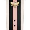 Designer Leather Bands with Charms Compatible with Apple Watch Band 44/45/46/49/42mm Women Men Genuine Leather Elegant Strap for iWatch Series 3/2/1 (A Walnut/Black/Pink+Gold)