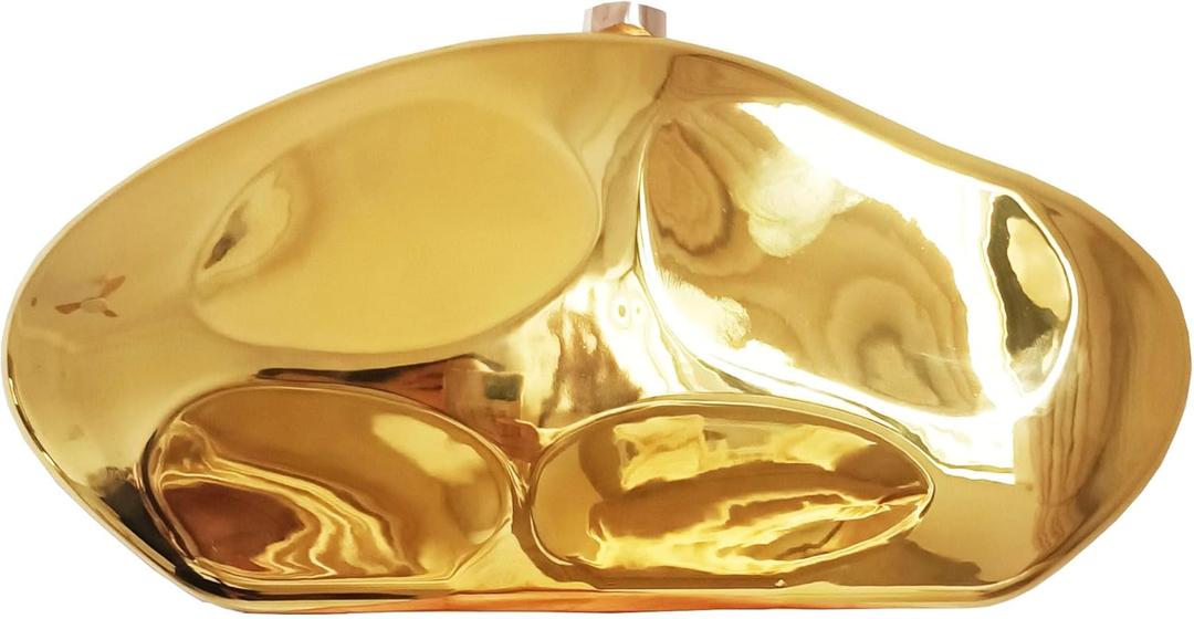 Women Acrylic Evening Bag Purse Metallic Style Clutch Purse Geometric Handbag for Wedding Cocktail Party (Gold)