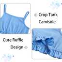 Girls 2 Piece Outfits Spring Summer Tropical Hawaiian Beach Vacation Wide Leg Pants Set Size 10-11 (Blue)