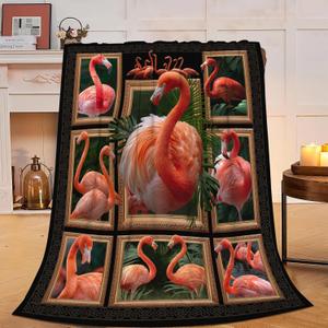 Yibuda Flamingo Blanket Bird Tropical Flannel Plush Throw Blanket Cozy Animal Decor Fleece Stuff Blanket Gifts for Lover Girls Boys Kids Adults Women Bed Travel 40"x50"