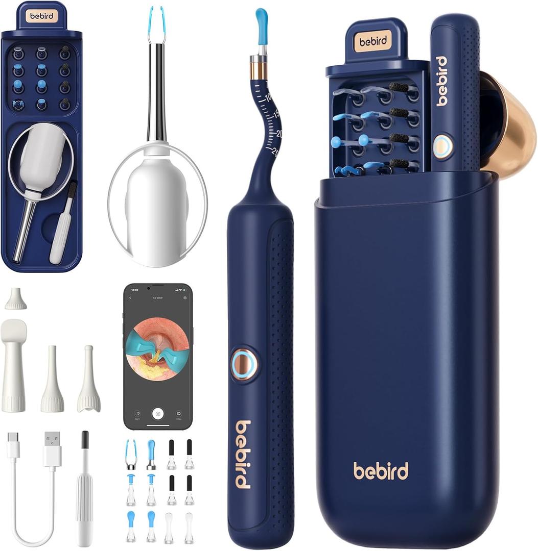 Bebird Earsight Plus R37R Ear Cleaning Camera Wax Removal Tool kit, Flexible Ear Scope Otoscope Camera Light, Visual Ear Picker Wireless Earwax Remover Tweezers for Adults & Kids (Blue)