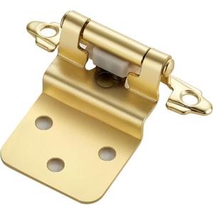 60 Pack (30 Pairs) 3/8 Inch Inset Cabinet Hinges, Self-Closing Face Mount Hinges with Door Bumpers, Satin Brass Gold for Kitchen Cabinets, Bathroom Vanities, Furniture Doors