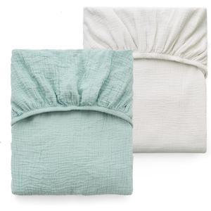 Momcozy Muslin Standard Fitted Crib Sheets, 52"x28", 2 Pack Soft Breathable Natural Cotton Baby Mattress Sheet, 360 Mattress Wrapping No Slip Boys Girls Neutral Toddler Bed Sheet, Green Grey