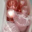 12oz Disposable Stemless Glasses With Strawless Sip Lids,PET Disposable Drinking Cups,Clear Plastic Wine Glasses for Parties Birthday,Wedding,Meeting,Christmas Party Supplies. (100, Pink)