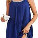 Kabento Nightgowns for Women Sexy Sleeveless Night Gowns Cute Pajama Dress Nighty Large, Navy Blue