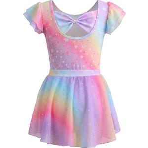 Mecceos Girls Ballet Leotard with Removable Skirt Dance Dress for Ballet Class Recital Practice
