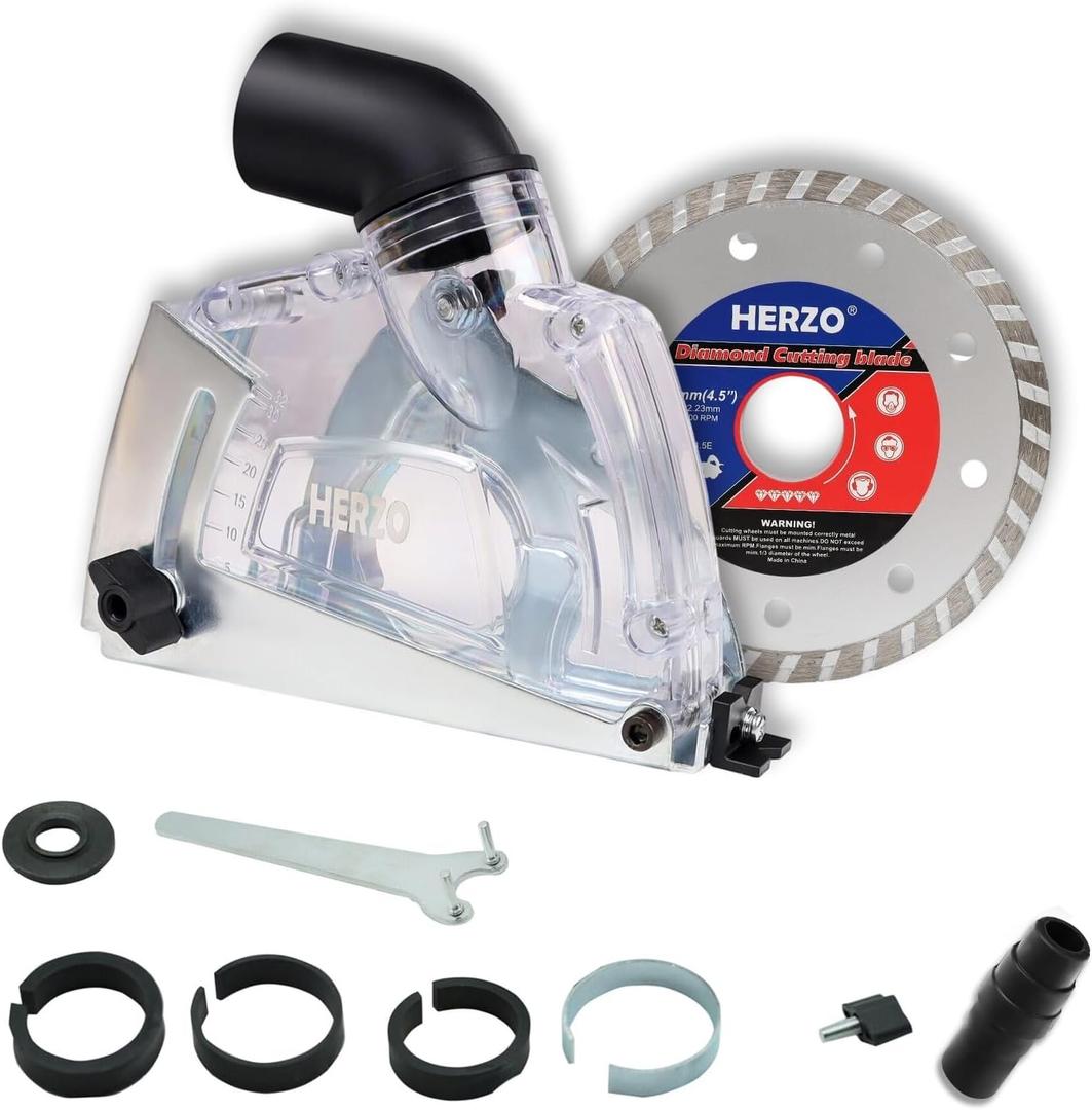 HERZO Cutting Dust Shroud for 5 inch and 4-1/2 inch Angle Grinder