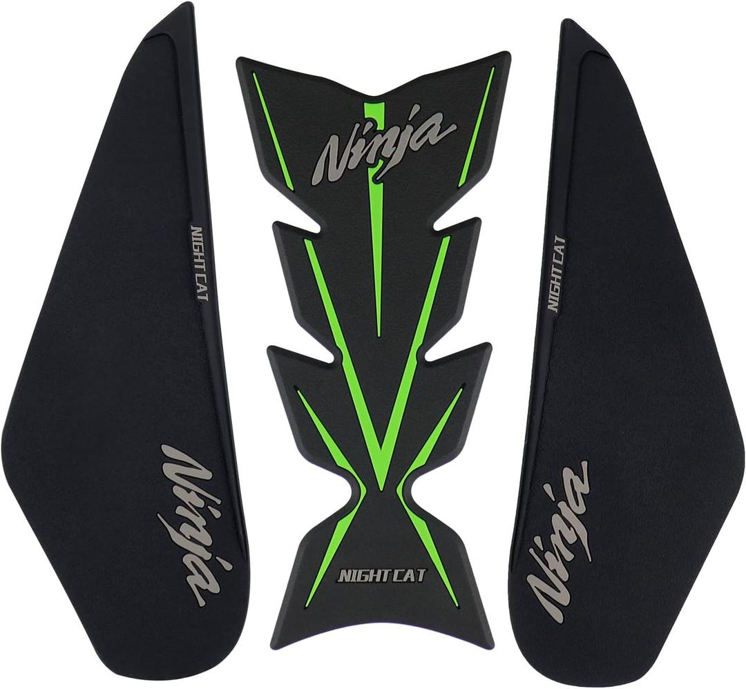 Compatible Kawasaki Ninja 400 Motorcycle Tank Pad Kit Side Knee Guard Sticker Fuel Tank Protector (Green)
