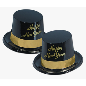 Beistle Legacy New Year Topper Hat With Gold Band, One Size, Black88630-25BK