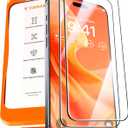 TORRAS Military-Grade Screen Protector for iPhone 15 Pro Max [9H+ Aerospace Tempered Glass12FT Shatterproof ] One-Step Installation Full Coverage Fit Bubble Free Top-Notch Protection, 2 Pack