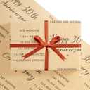 RUSPEPA Wrapping Paper Roll for Pearl Wedding - 17 Inches x 16.4 Feet - Happy 30th Anniversary Pattern on Durable Kraft Paper for 30th Anniversary and Special Occasions