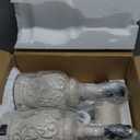 Fullarge 19.5" Vintage Rustic Table Lamp Set of 2 Farmhouse Table Lamps for Living Room Bedroom Decor with USB Ports Traditional Carved Floral White Bedside Night Light Lamps with Pull Chain Switch