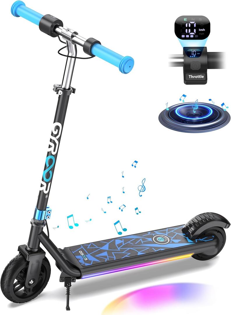Gyroor H30 Max Electric Scooter for Kids, LED Dispaly, 150W Powerful Motor, Dual Brake System, Adjustable Height and Speed, Best Presents for Kids (H30Max-Blue)