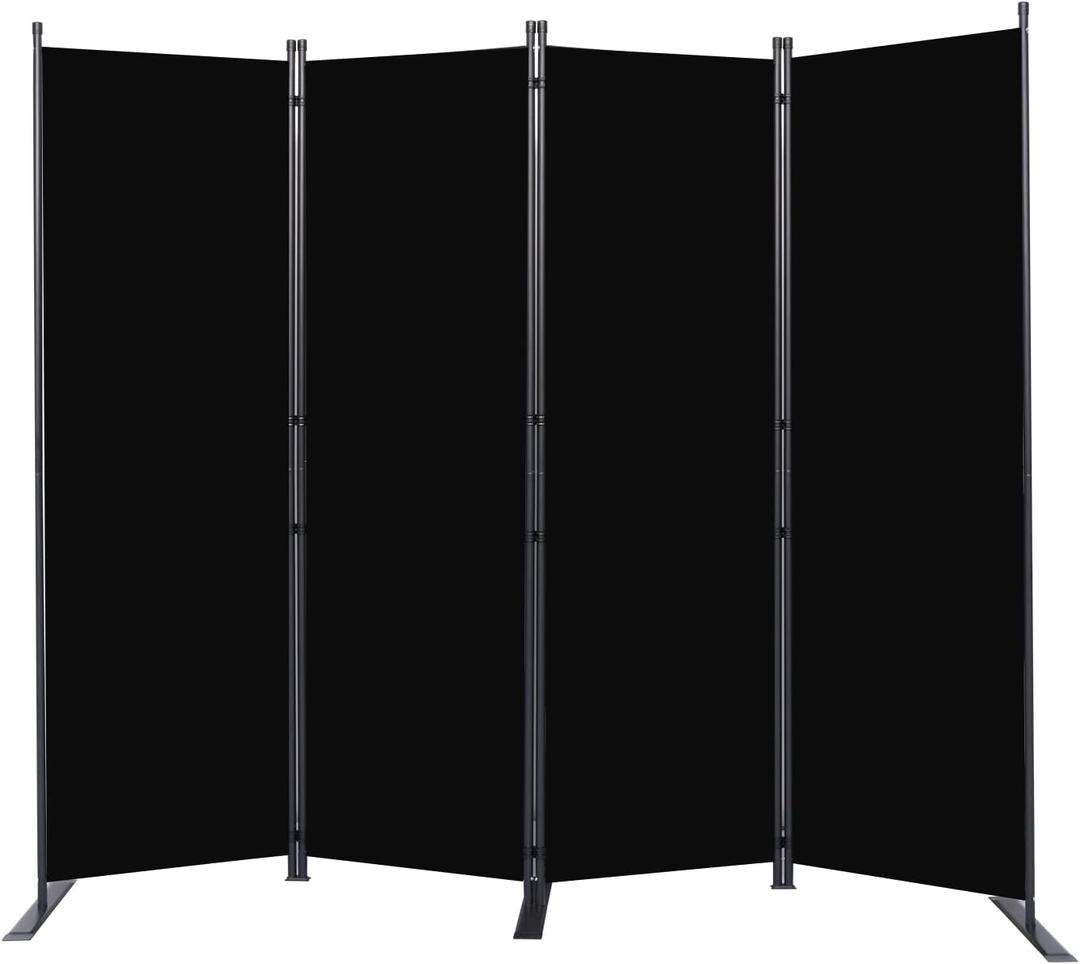 Room Divider 6FT Portable Room Dividers and Folding Privacy Screens, 88'' W Fabric Divider for Room Separation, 4 Panel Partition Room Dividers Freestanding Wall Divider Screen for Dorm Studio Office (Black)