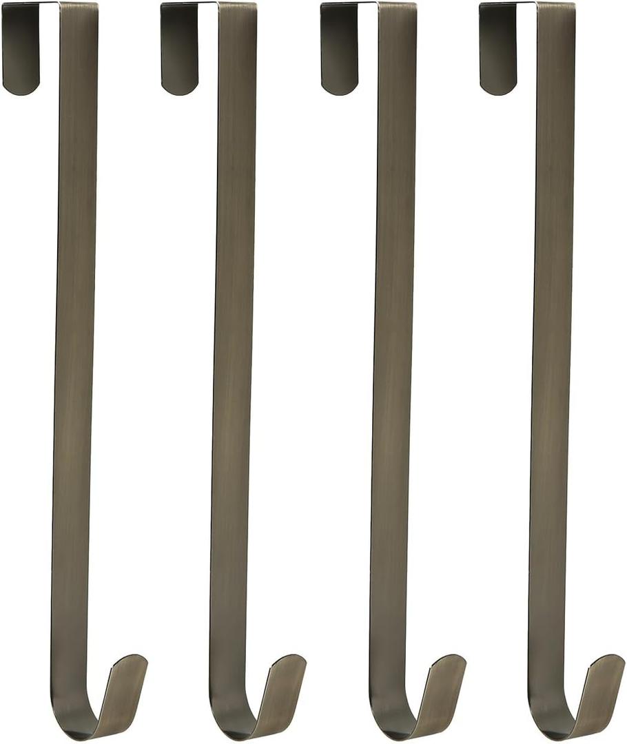 Sattiyrch 15" Wreath Hanger for Front Door,Sturdy Steel Wreath Door Hanger,Over The Door Hanger Hook (Bronze,4)