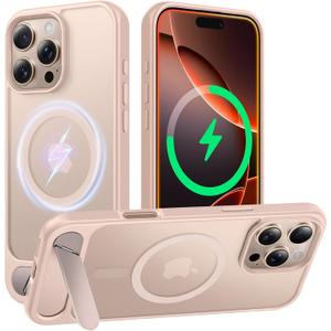 TAURI Magnetic for iPhone 16 Pro Max Case with Stand, [Compatible with MagSafe] Military-Grade Protection, [Translucent Matte] Shockproof Kickstand Case for 16 Pro Max 6.9", Desert Titanium
