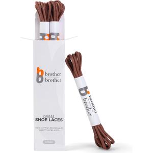 BB BROTHER BROTHER Dress Shoe Laces (3 Pairs) Round Waxed 100% Cotton Oxford Shoelaces (30 (76 cm), Brown)