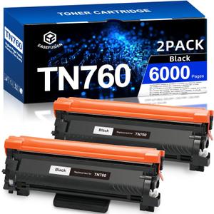 TN760 Toner for Brother Printer Compatible for Brother TN-760 TN730 TN-730 Toner Cartridges to Use with MFC-L2710DW MFC-L2750DW HL-L2350DW HL-L2370DW HL-L2395DW L2390DW DCP-L2550DW (TN760 2 Pack)