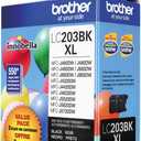 Brother Genuine High Yield Black Ink Cartridges, LC2032PKS, Replacement Black Ink Two Pack, Includes 2 Cartridges of Black Ink, Page Yield Up To 550 Pages/Cartridge, LC203
