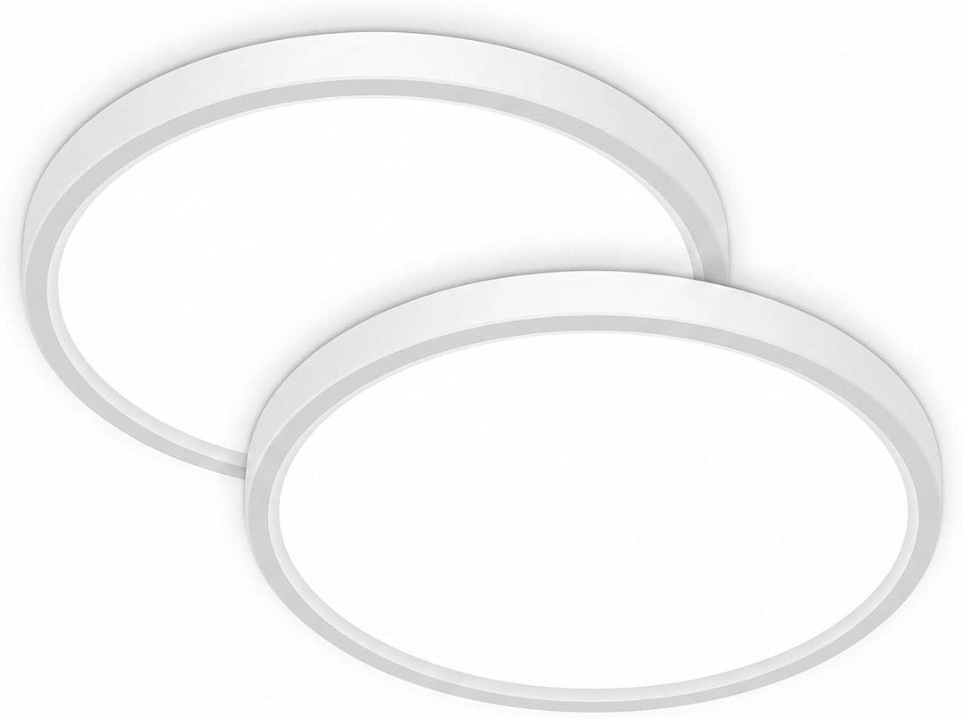 Fairdeer 2 Pack LED Flush Mount Ceiling Light, 12Inch 24W, 3000K/ 3500K/ 4000K/ 5000K/ 6500K 5 Color Temperatures Ceiling Light Fixture for Kitchen Porch Hallway Bedroom Bathroom and Closet, White