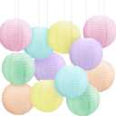 Retisee 12 Pcs 10 Inch Pastel Hanging Paper Lanterns Party Decorations Pastel Classroom Decor for Easter Birthday Back to School Party Decoration for Classrooms Wedding Birthday Ceilings Decor