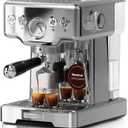 Neretva Espresso Machine, 15 Bar Espresso Coffee Machine with Visible Pressure Guage Professional Espresso Maker with Milk Frother & Stainless Steel for Home Barista Latte and Cappuccino Maker-Silver
