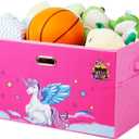 Large Toy Box for Kids (62x40x36 cm), Collapsible Sturdy Toy Chest,Toy Storage Organizer Bins for Boys, Girls, Living Room, Playroom, Nursery, Kids Toybox,Toy Storage Chest Made with MDF Board (Pink)