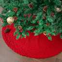 Mr. Pen- Small Christmas Tree Skirt, 24", Red Knitted Christmas Skirt Tree, Xmas Tree Skirt