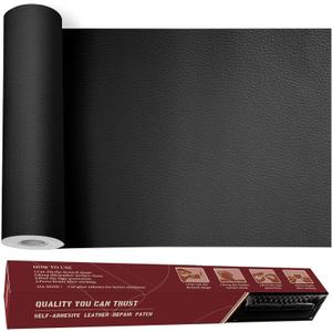 Leather Repair kit for Furniture, 17 x 79 inches Self Adhesive Tape, Vinyl Repair kit Stickers, Leather Repair kit car Interior, Leather Patches, Leather seat Repair kit for Cars, Sofa, Couch(Black)